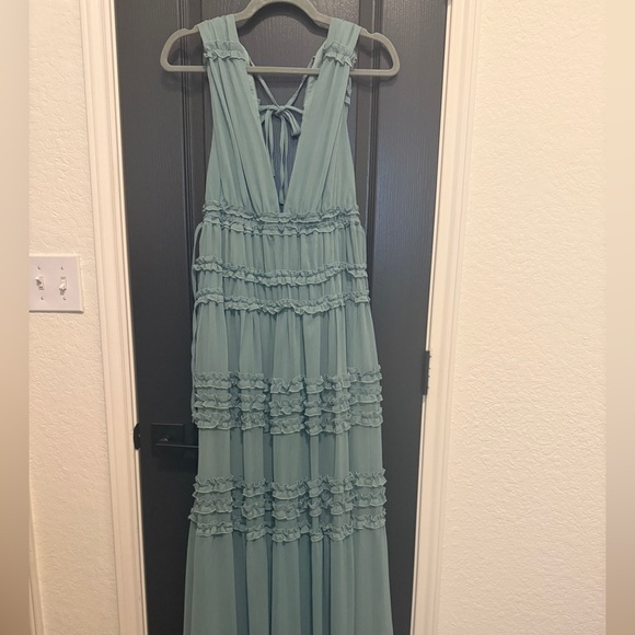 VICI Dance On Air Ruffle Tiered Maxi Dress | Sage | Small - Picture 5 of 9